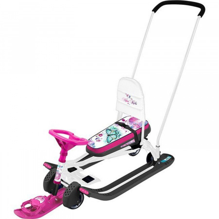 Snow scooter Timka sport 6 TS6/B2 with butterflies (white frame), White in the online store Snowscooters Velograd