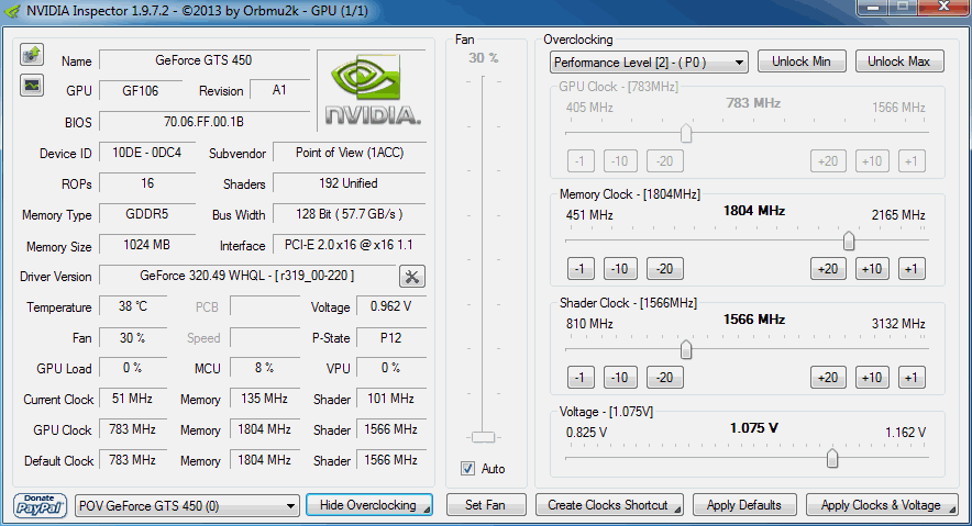 An overclocking device increases the temperature of the entire computer system unit. Therefore, at first it is necessary to control the data from temperature sensors not only of the video card, both of the system board and the main processor. It is most convenient to do this using a free Speedfan program.